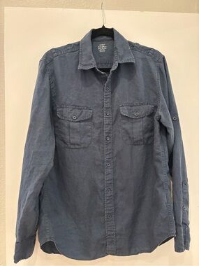 J.Crew Baird McNutt Irish Linen Button-Up collared Shirt preppy vacation coastal